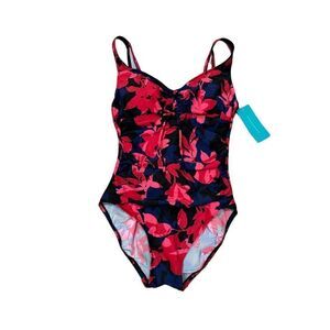 Aqua Green Pink Floral One Piece NWT